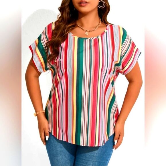 Plus size colorful Striped top sz 4X - Picture 2 of 6